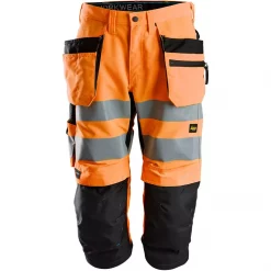 Snickers Workwear Snickers LiteWork 3/4-Arbeitshose, Hi-Vis Orange/Schwarz