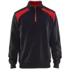 Blåkläder Unite Half-Zip Sweatshirt/Arbeitshemd, Schwarz/Kobaltblau