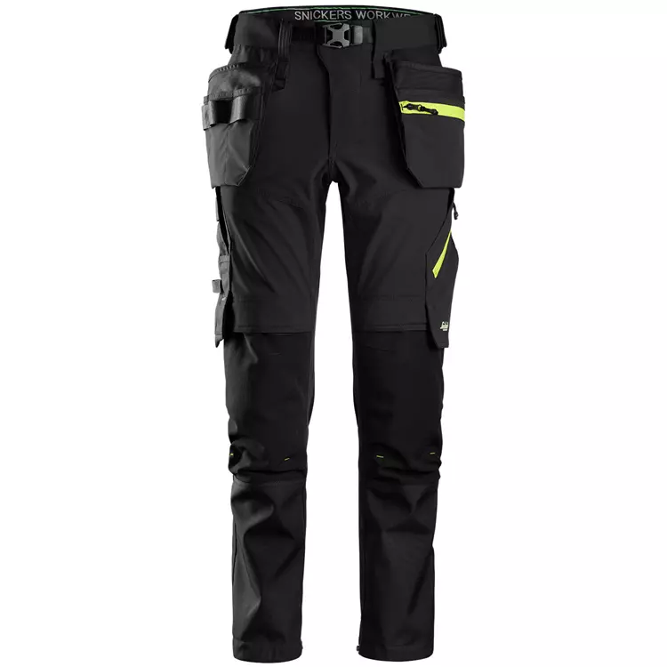 Snickers Workwear Snickers FlexiWork Stretch Handwerkerhosen full stretch, Apfelgrün/Waldgrün Schwarz/gelb