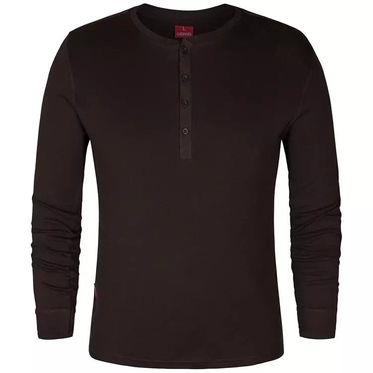 Engel Workwear Engel Grandad langärmliges T-Shirt, Schwarz – Bild 2