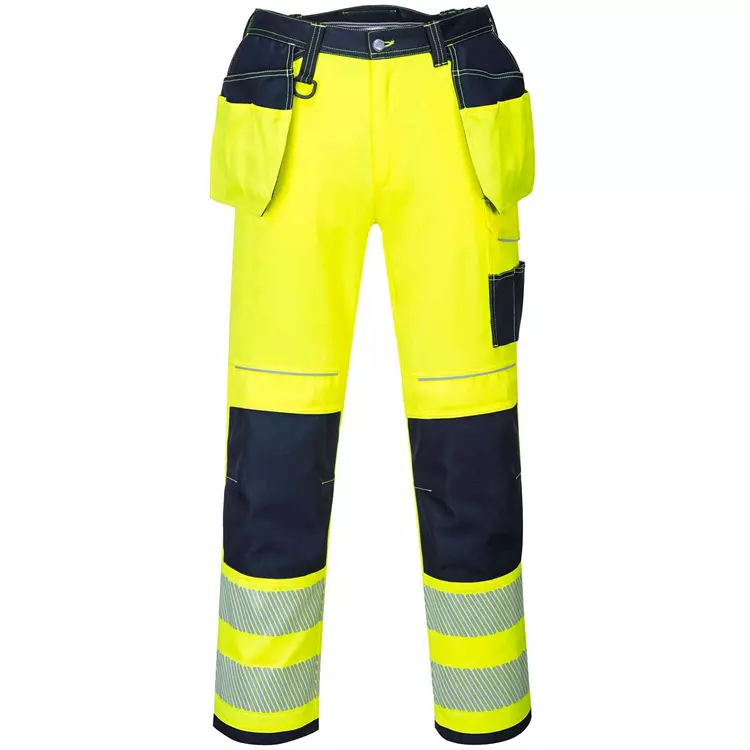 Portwest Vision Handwerkerhose T501, Hi-Vis Gelb/Dunkel Marine – Bild 3