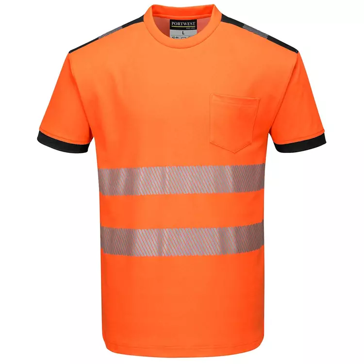 Portwest PW3 T-Shirt, Hi-Vis Orange/Schwarz