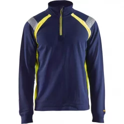 Blåkläder Sweatshirt Half Zip, Marine/Hi-Vis gelb