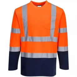 Portwest langärmliges T-Shirt, Hi-Vis gelb/marine