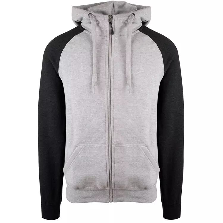 YOU Bronx Raglan Unisex Kapuzensweatshirt, Grau meliert/marine meliert