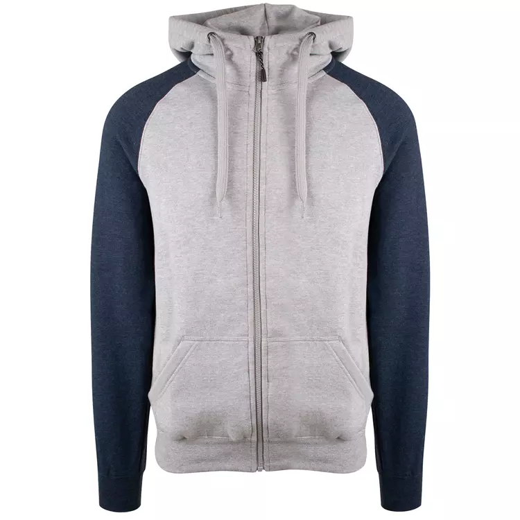 YOU Bronx Raglan Unisex Kapuzensweatshirt, Grau meliert/marine meliert – Bild 4