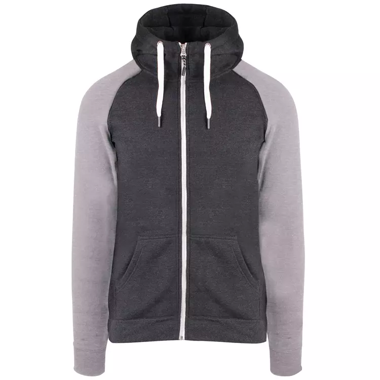 YOU Bronx Raglan Unisex Kapuzensweatshirt, Grau meliert/marine meliert – Bild 2