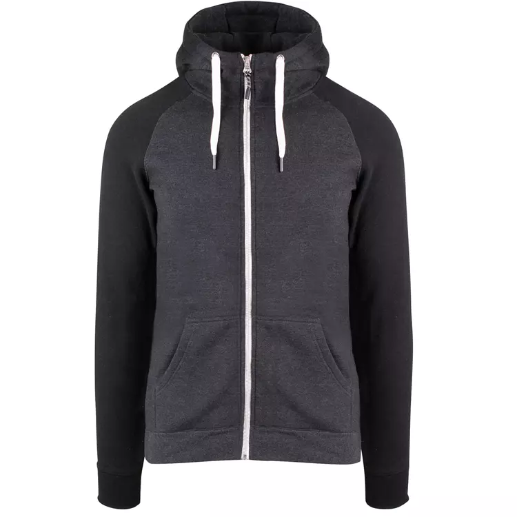 YOU Bronx Raglan Unisex Kapuzensweatshirt, Grau meliert/marine meliert – Bild 3