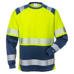 Fristads langärmliges T-Shirt 7457, Hi-vis gelb/marine