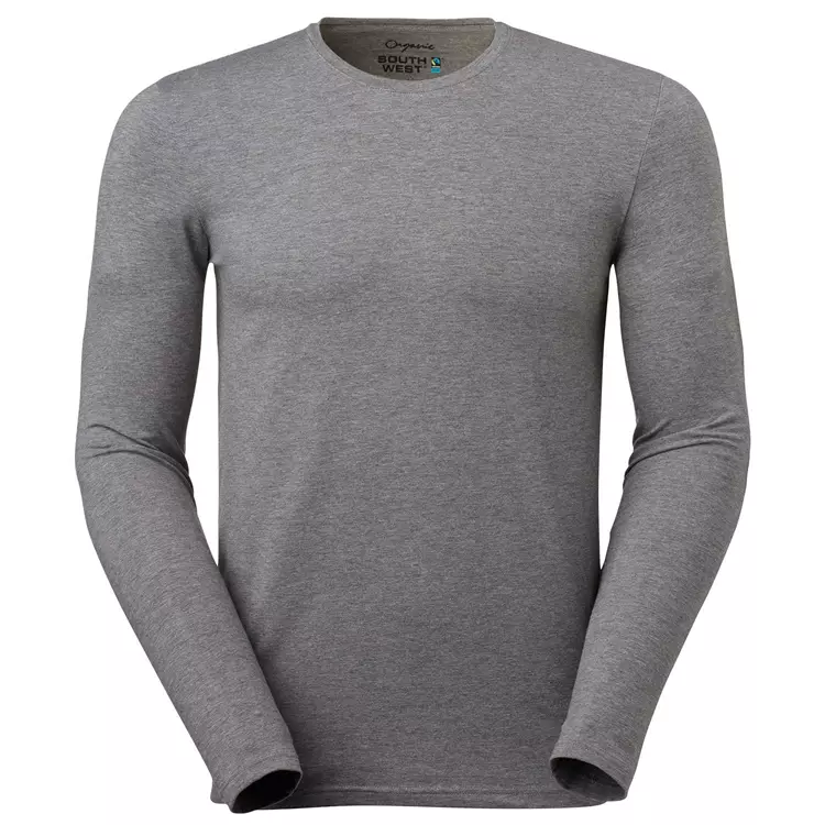 South West Leo Bio langärmliges T-Shirt, Dunkelgrau Meliert – Bild 4