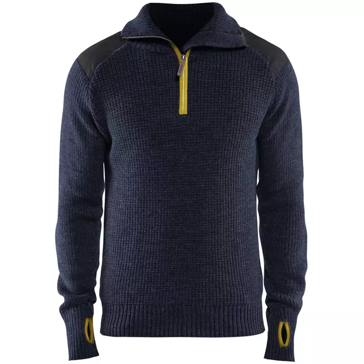 Blåkläder Wollpullover, Marine/Gelb – Bild 3