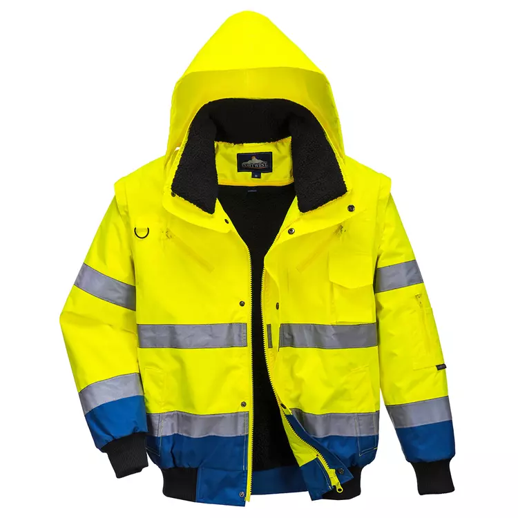 Portwest 3-i-1 Pilotenjacke m. abnehmbaren Ärmeln, Hi-vis Orange/Marine – Bild 4