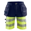 Blåkläder Stretch Handwerkershorts, Schwarz/Hi-Vis Gelb