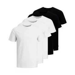 Jack & Jones JJEORGANIC T-shirt 5er-Pack, Weiß/Schwarz White/navy/black
