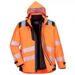 Portwest PW3 3i1 Arbeitsjacke, Hi-Vis Orange/Schwarz