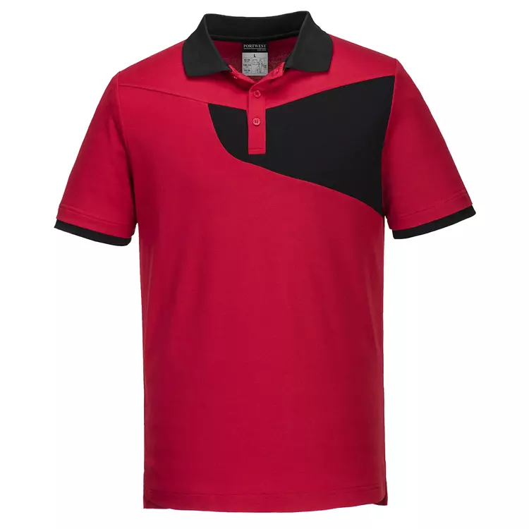 Portwest PW2 Poloshirt, Rot/Schwarz