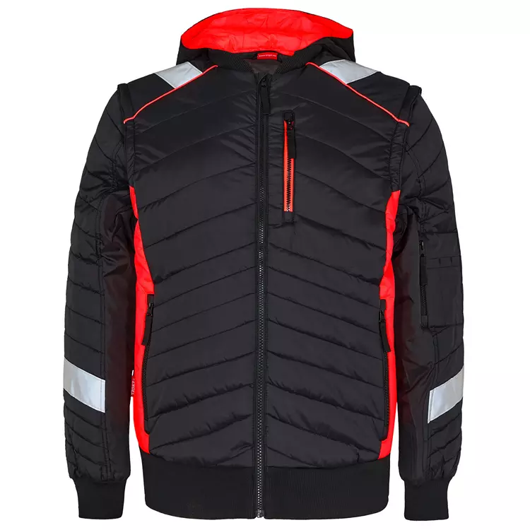 Engel Workwear Engel 2-i-1 Cargo Jacke, Schwarz/Grün Grau/rot – Bild 5