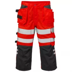 Fristads 3/4-Handwerkerhose, Hi-vis Rot/Schwarz