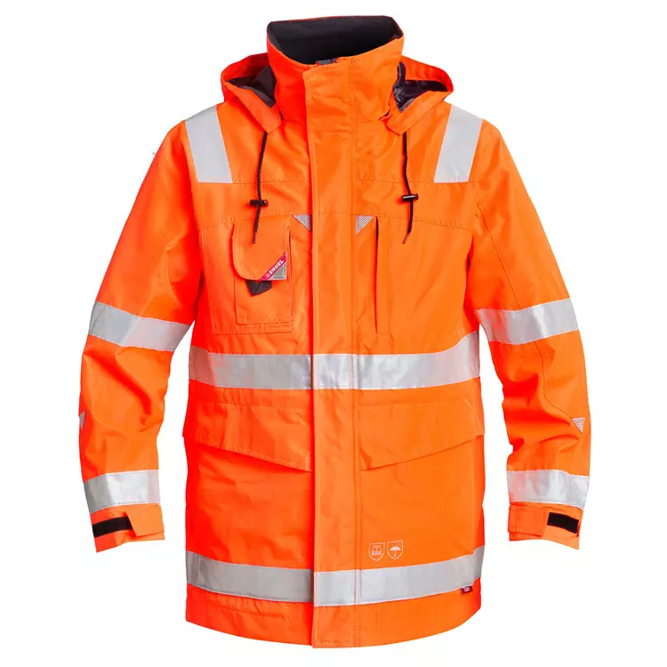 Engel Workwear Engel Shelljacke, Hi-vis orange/Grau – Bild 4