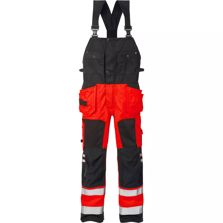 Fristads Handwerkerlatzhose 1014, Hi-vis Rot/Schwarz – Bild 3